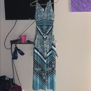turquoise floor length dress